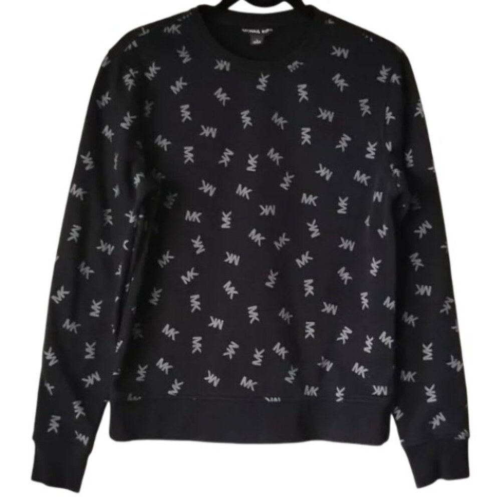 Michael Kors MK Logo Crewneck Sweatshirt S Black Silver